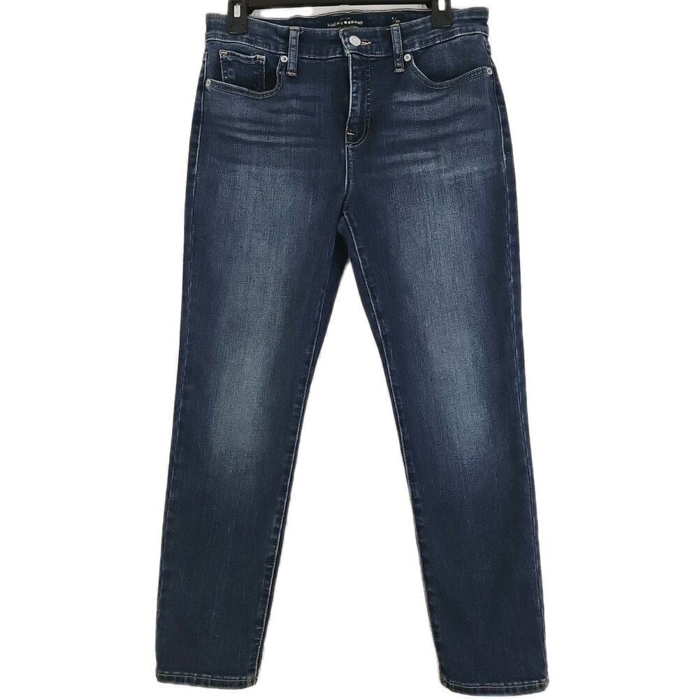 Lucky Brand ~Woman Size 8/29~ Blue AVA CROP Jeans Pockets, Logo.